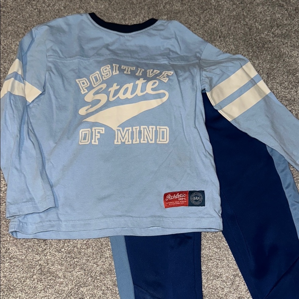 Boys GAP Athletic Positive State of Mind top & warmup pants small